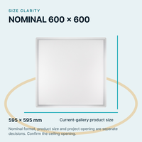 Plafonnier LED encastré 600x600 40W, 3 températures de couleur physiques, DALI-2, pour projets commerciaux