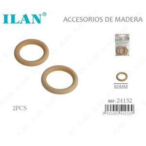 Anelli in legno Iln da 60 mm, 2 pezzi, per artigianato e accessori per cucito - Product Image 2