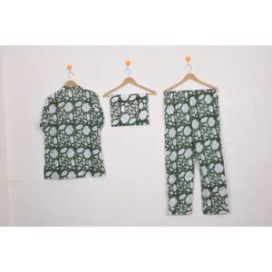 Ensemble de pyjama en coton floral de qualité supérieure, imprimé à la main, vêtements de nuit pour femmes, ensembles de vêtements de nuit confortables pour femmes - Product Image 2