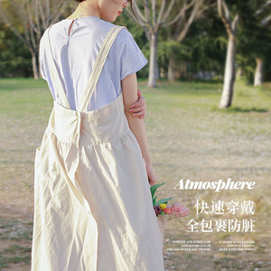 Spring Summer Cotton Apron Cream White Embroidered Foodlovers Design For Home Outdoor Use Oil Resistant Plus Size Available - Product Image 2
