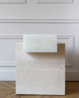 Table d'Appoint Populaire en Onyx Marbre Rose Blanc Meuble de Salon Socle Piédestal en Marbre Table de Chevet en Onyx Naturel Table Basse