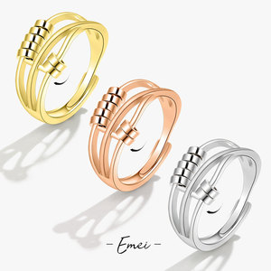 Anti Stress Anxiety Silver Ball <b>Rings</b> 925 Women Men <b>Spinner</b> Fidget <b>Rings</b> Vintage Gold Couple Anillos Jewelry Free Shipping Gift - Product Image 2