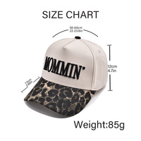 Gorras de Béisbol Personalizadas con Logotipo Bordado en Relieve 3D, de Algodón con Visera de Estampado de Leopardo, Estilo Trucker de 5 Paneles sin Marca con Cierre Snapback para Hombre