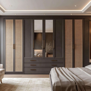 <span class=keywords><strong>Armoire</strong></span> autoportante moderne en rotin 2025 avec portes plates pour chambre à coucher – Modèle populaire - Product Image 4