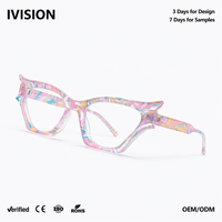 Monture de lunettes œil-de-chat à motifs pour femmes, verres optiques anti-lumière bleue, style rétro, prêts pour la prescription, vente en gros