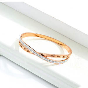 2024 alta calidad China fábrica 316L Acero inoxidable Micro circón pulseras oro rosa encanto brazalete para mujer - Product Image 4