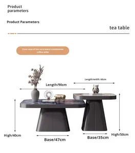 Set di 3 Tavolini da Caffè Moderni Quadrati per <span class=keywords><strong>Soggiorno</strong></span>, Stile <span class=keywords><strong>Industriale</strong></span>, Combinazione Legno e Metallo - Product Image 6