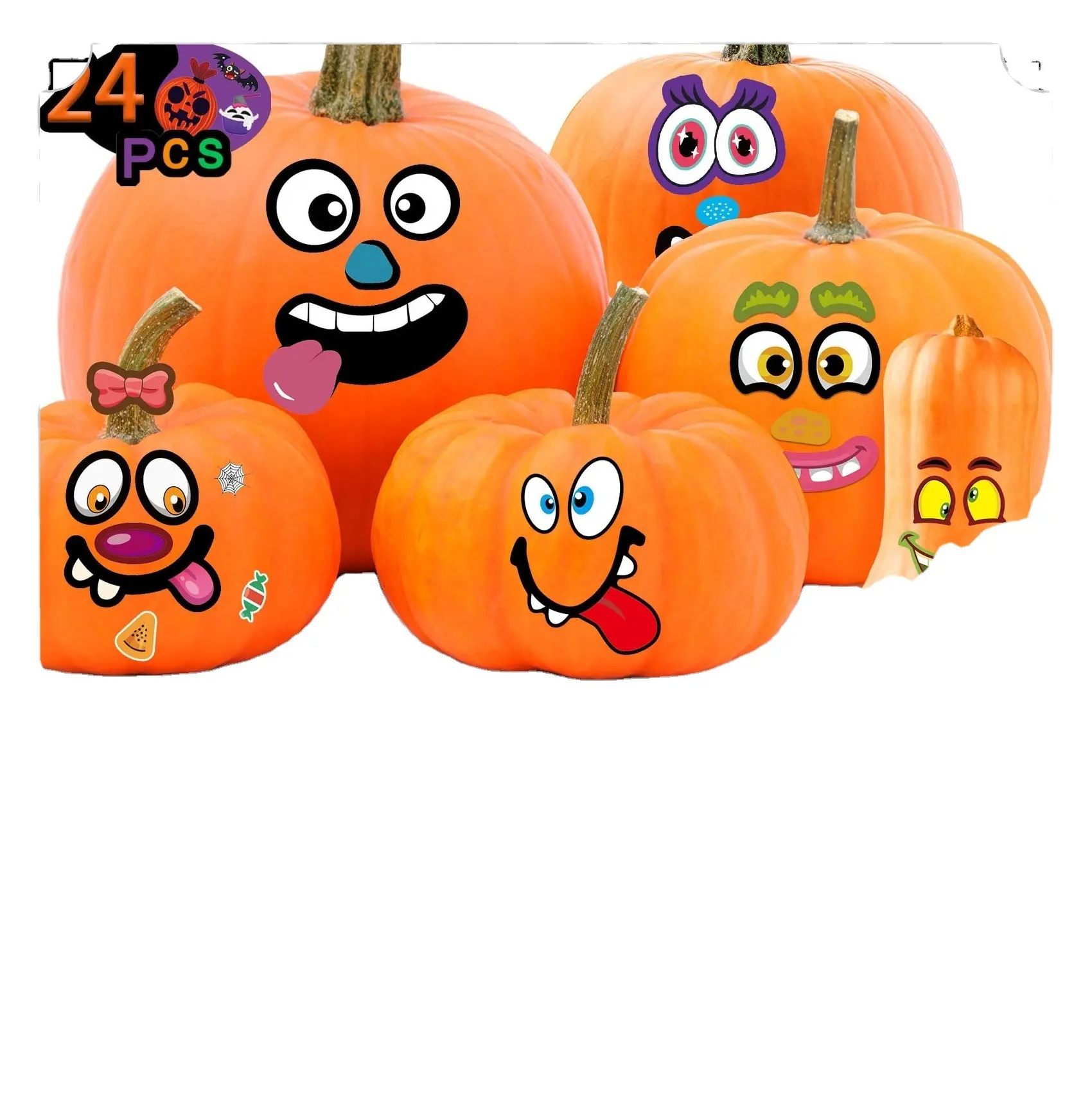 Halloween Pumpkin Decorating Craft decorative Stickers for kids cute face sticker for party