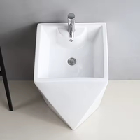 Lavabo sur pied en céramique blanche, design artistique, pour salle de bain