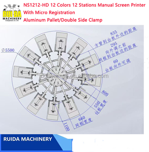 Vente directe usine – Meilleure vente : Presse d'impression sérigraphique manuelle grand format 12 couleurs 12 tables pour textiles - Product Image 6