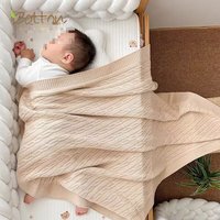 Couverture de poussette en tricot personnalisée en usine, 100 % coton biologique, unie, douce, toute saison, pour nouveau-nés de 0 à 12 mois