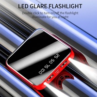 Power Bank cermin Mini LED 20000mah senter ramping, baterai pengisi daya ponsel portabel 10000mah