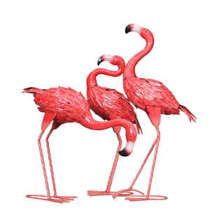 Commercio all'ingrosso fenicotteri rosa ferro scultura ornamenti da prato statue di fenicotteri in metallo giardino di nozze decorazione esterna - Product Image 1