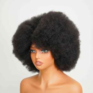 Perruques Bouclées Kinky <span class=keywords><strong>Afro</strong></span> Bombes 100 % Cheveux Humains Naturels Fluffy de 14 à 20 Pouces Fabriquées à la Machine à Prix de Gros pour Vente en Vrac - Product Image 2
