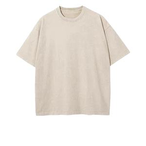 TKAN266 T-shirt à manches courtes surdimensionné en tissu tricoté 100% coton, style streetwear estival personnalisé, luxe vintage, uni, pour homme - Product Image 1