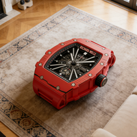 Table basse de luxe en fibre de verre en forme de montre, rouge, pour salon, mobilier design moderne, table d'art
