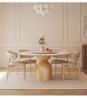 Italienischer Luxus Vintage runder Esstisch Set High-End Massivholz mit Stühlen für Home Villas Hotels