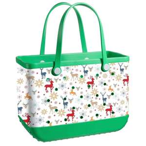 Sac de plage en EVA personnalisé avec logo de Noël, grand sac fourre-tout en caoutchouc imperméable avec trous, motif renne et flocon de neige, sac cadeau de Noël - Product Image 2