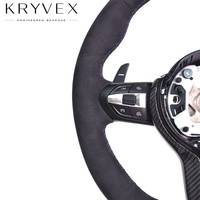 Volant de direction personnalisé en cuir véritable et garniture en fibre de carbone Kryvex pour BMW E90 E60 E65 E84 E83 E70 E71 M3 M5