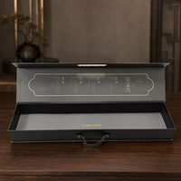 Boîte cadeau noire de luxe en gros avec poignée, emballage rigide en papier personnalisé pour cadeaux d'entreprise et produits de marque