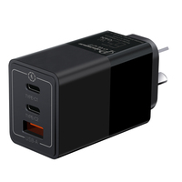 Cargador de Pared Premium con Enchufe Australiano, Múltiples Puertos USB Tipo C, Tres Puertos, Superrápido, 65 W, Alta Velocidad, 3 Puertos PD, Cargador de Teléfono Gan para iPhone y Samsung