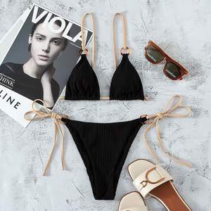 Novo Lançamento: Biquíni Feminino de Cor Sólida, Conjunto de 2 Peças Sexy com Triângulo Dividido, Secagem Rápida e Respirável 2026 - Product Image 2