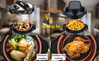 Cuisinière à pression électrique multifonctionnelle avec cuve intérieure en acier inoxydable, écran LED, pour usage domestique et hôtelier, 18 programmes