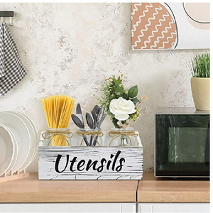 Classique Grand Rectangle En Bois Porte-Ustensiles Ferme Cuisine Comptoir Bac De Rangement avec Laque Technique Organisateur De <span class=keywords><strong>Bureau</strong></span> - Product Image 6