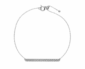 Pulsera Minimalista de Plata 925 con Cadena y Barra de Diamantes Redondos con Engaste en Canal, Unisex, para Uso Diario - Product Image 1