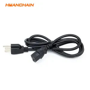 Huanchain NEMA 5-15P Plug to Female IEC C13 US 3Pin Spring Power Cord Customized Electric Coiled Cable 16AWG