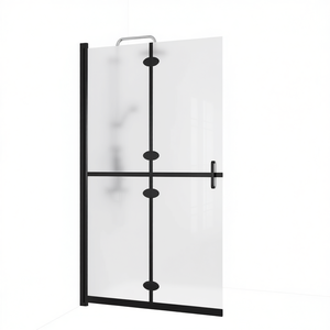 Puerta de Ducha Plegable con Marco, Vidrio ESG de 35.4 x 74.8 Pulgadas, Diseño Minimalista Esmerilado, Mampara de Baño - Product Image 1