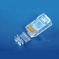 Konektor RJ45 Cat6a XL-508 UTP 8P8C Modular Plug dengan Load Bar Tiga Bagian Transparan Berlapis Emas untuk Kabel Jaringan Ethernet