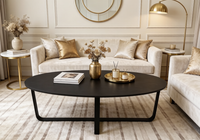 Table basse de luxe en marbre noir de style minimaliste pour hôtel, villa, salon, chambre à coucher