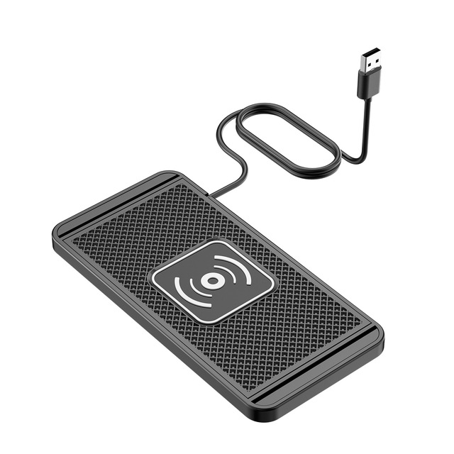 Cuttable Car Wireless Charger Pad for Console Drawer, Soft Anti-Slip Silicone Mat with Strong Adhesive