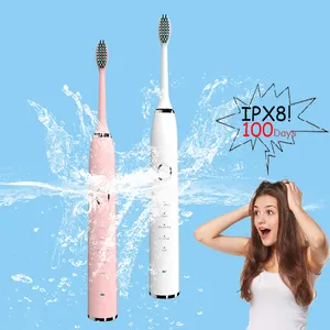 De gros brosse à dents électrique-5 Modes 100 Days Battery Life IPX8 Waterproof Silent Electric Rotating Electro Toothbrush
