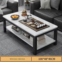 Table basse de salon moderne et minimaliste avec plateau en verre trempé, structure en métal, multifonctionnelle pour les petits appartements et les bureaux