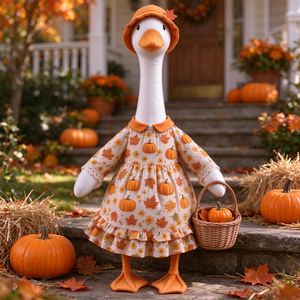 Tenue de canard de la fête des Mille-Feuilles pour porche, robe citrouille, costume de canard pour décoration extérieure de pelouse, chapeau feuille d'érable, panier, décoration de porche avant pour la récolte - Product Image 6