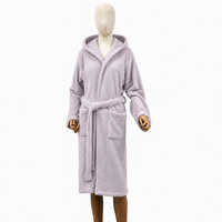 Robe personnalisée avec logo, à capuche, en flanelle, violet clair, respirante, brodée, pour femme, manches longues, après la douche