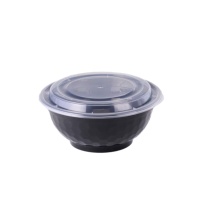 Bols à ramen ronds en plastique PP jetables, grande capacité, empilables, avec couvercle à clipser, compatibles micro-ondes, pour fêtes, garde-manger, vaisselle à emporter