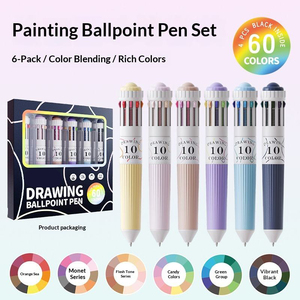 Stylo bille en plastique rétractable 10 couleurs 0,8 mm avec grip souple pour <span class=keywords><strong>le</strong></span> coloriage - Product Image 3