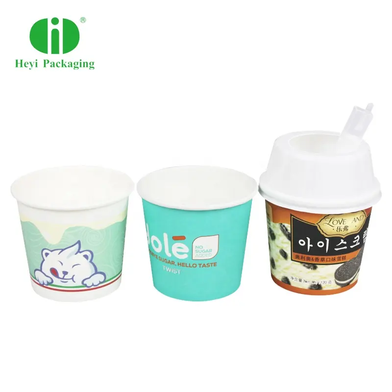 Yogurt Cup Ice Cream Paper Disposable Frozen Wholesale Print Customized Logo Style Color