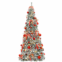 Arbre de Noël floqué pré-éclairé de 1,80 m, pliable et facile à assembler, idéal pour la décoration de fêtes de fin d'année - Vente en gros usine