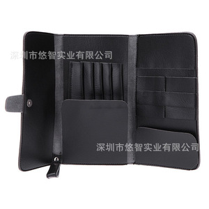 Customized leather hairdressing <b>tool</b> <b>bag</b>/storage <b>bag</b>, multi-functional folding storage <b>roll</b>, large capacity <b>tool</b> <b>bag</b>. - Product Image 1