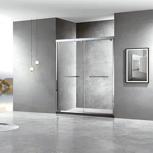 Modern Aluminum Profiles Corner Complete Frame Rectangular Tempered Glass Double Sliding Door Bathroom Shower Cabin Rooms