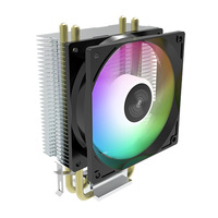 Ventilateur RGB silencieux 3 broches PWM, 2 caloducs, refroidisseur de processeur, radiateur PC pour boîtier d'ordinateur IX 1700 1150 1155 1156 1366 AM2/AM3/AM4