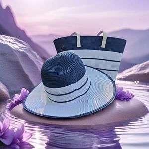 Vendita calda estate spiaggia moda donna <span class=keywords><strong>paglia</strong></span> tessuto cerniera <span class=keywords><strong>borsa</strong></span> a <span class=keywords><strong>tracolla</strong></span> e cappello set - Product Image 4