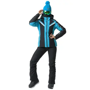두꺼운 따뜻한 방풍 방수 후드 스키 재킷 남성용 대비 스키복 및 바지