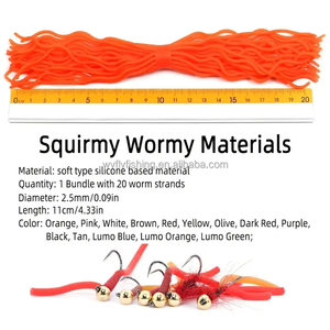 Matériel de montage de mouches Squirmy Wormy Sanjuan Worm, corps de mouche pour montage, appât de pêche à la mouche pour <span class=keywords><strong>truites</strong></span>, Squirminator Worms, rouge fluo noir - Product Image 2