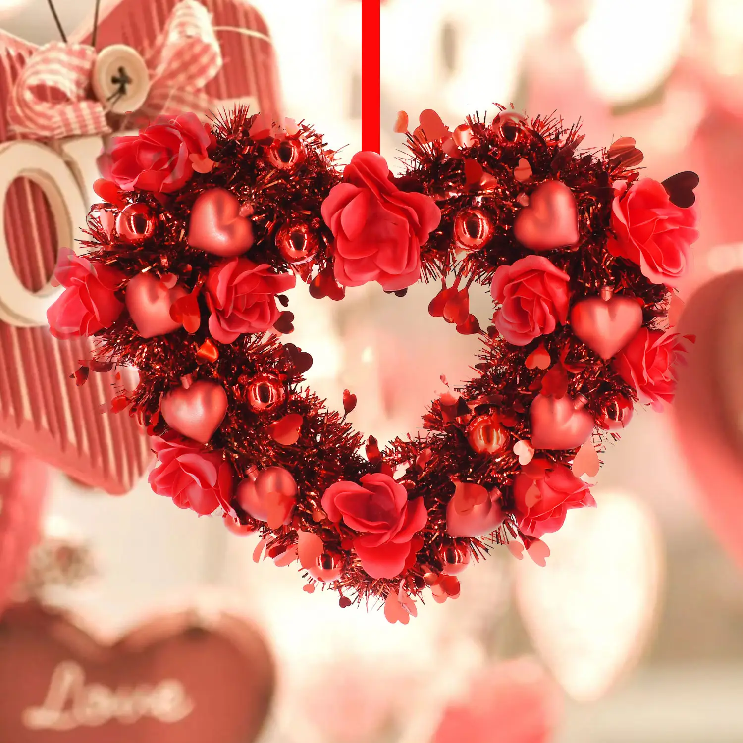 2024 new arrival Trending products wholesale valentines day front door wreaths for home decoration outdoor