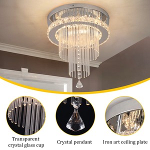 Lustre moderne de luxe en or avec cristaux K9 et éclairage LED pour hall d'hôtel, villa et salon de luxe - Product Image 3